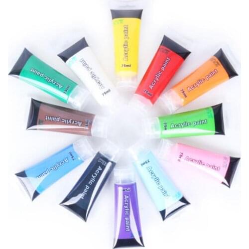 Acrylic Paint Set 75ml Colors Fabric Paint For Clothing Textile Nail Fiber Pigment Acrylic Paints For Painting Big Art Supplies