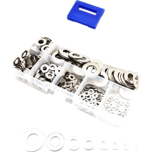 500pcs/box Stainless Steel Flat Washers Assortment Kit For M2 M2.5 M3 M4 M5 M6 M8 M10 screws bolt