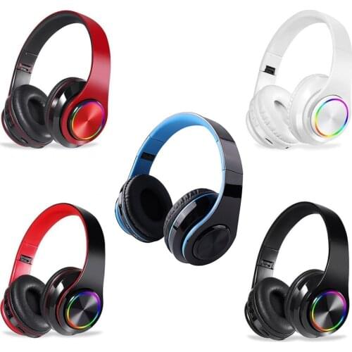 Headphone RGB Luminous Wireless BT 5.0 Gaming Headset Stereo Headphone Foldablet Earphone voice headset Headphone Mic LED Light