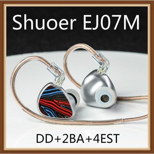 Shuoer EJ07M Electrostatic DD+2BA+4EST Sonion Seven Hybrid Driver HiFi In-Ear Earphones IEMs Monitor Audiophile OCC QDC Cable