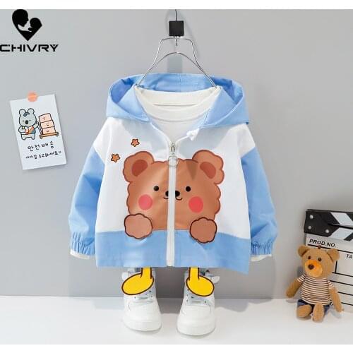New 2021 Autumn Baby Girls Coat Kids Windbreaker Boys Outerwear Fashion Hooded Cute Cartoon Rabbit Print Zipper Jackets Clothing
