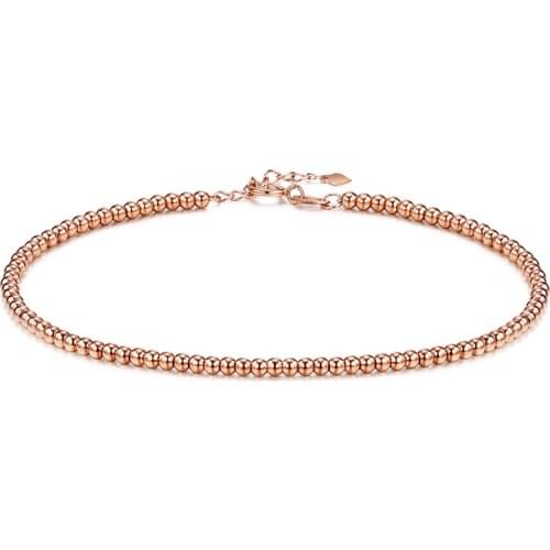 New 18K Rose Gold Bracelet AU750 Gold Smooth Beads Bracelet Fashion Bracelet