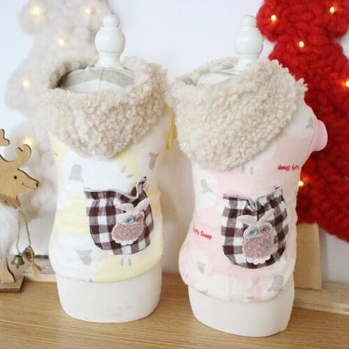 Dog Clothes Sheep Grid Cartoon Cat Dog Vest Jacket Coat PET Clothing For Dogs Pet Winter Warm Pet Products Puppy Teddy Chihuahua