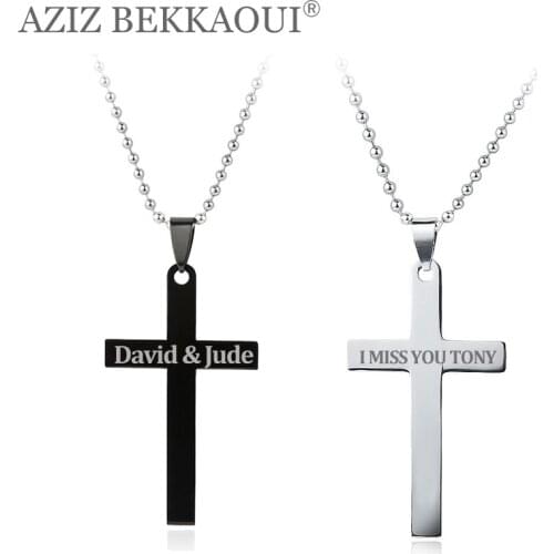 Stainless Steel Cross Pendant Necklaces for Women Men Unique Fashion Logo Name Pendant Christian Jewelry Best Christmas Gift