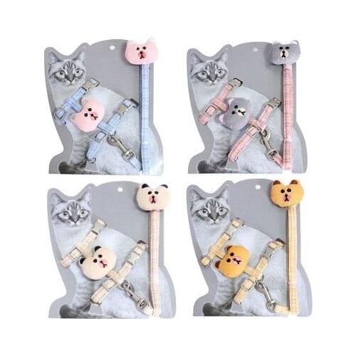 Cat Going Leash Cat Chain Cat Walk Cat Rope Pet Chest Back Cute Bear Decoration Leash Leash Cat Supplies