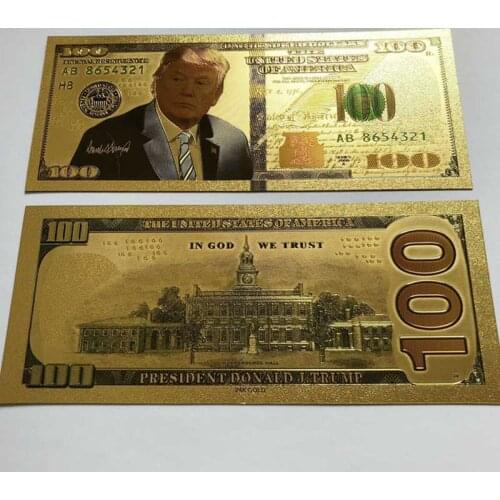 US President Donald Trump Gold Plated Dollars Bill Bookmark Novelty Banknote