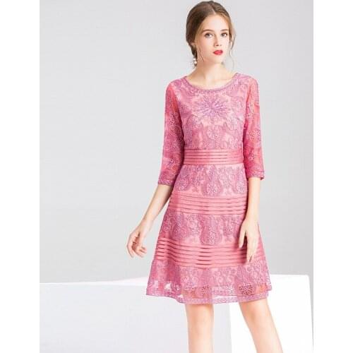 Retro Office work dress NEW Superior quality Spring summer women elegant Flower party Dress plus size s 4xl ladies dresses