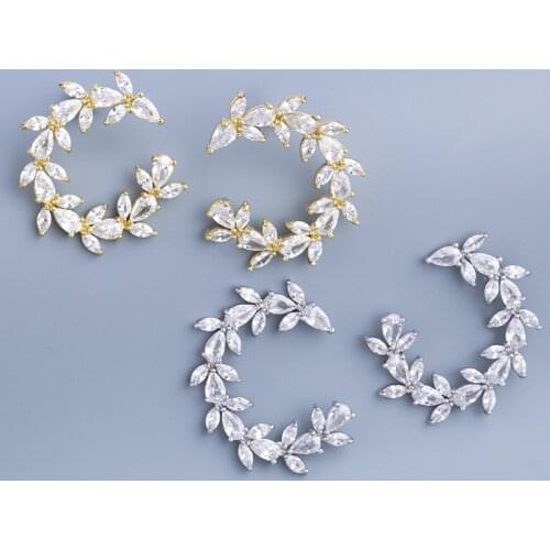 EYIKA Silver color ear pin Stud Earring White Cubic zirconia Luxury women Hamsa eardrop earring Jewelry for Mom/Girlfriend gift