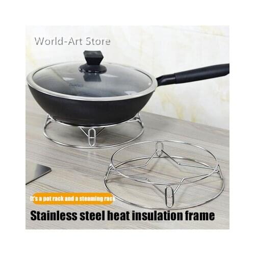 Stainless Steel Pot Rack Steamer Pot Mat Multi-Functional Pot Rack round Thickened Water Insulation Anti-Scald Kitchen Storage