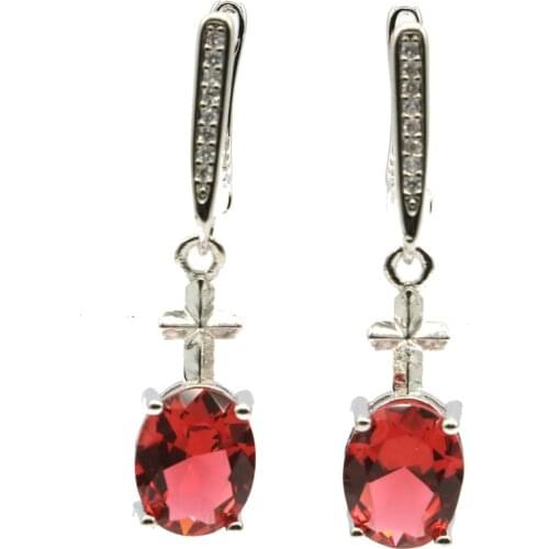 49x25mm Super European Desig Smoky Topaz Cubic Zircon For Womans 925 Sterling Silver Earrings