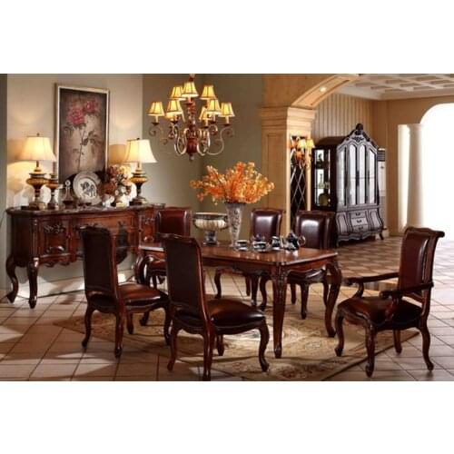 High end classic royal dining table and chairs wood furniture Klassische royal esstisch und stühle GH158