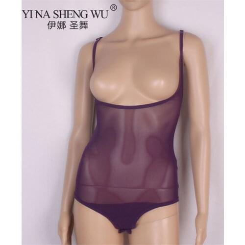 Women Dancewear Sleeveless Clothes Stretchy Top Chest Support Bodysuit Bottoming Belly Cover Leotards Dance Practice Leotards