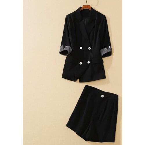 New HIGH QUALITY 2021 Designer Runway Suit Womens tailored collar puff sleeve blazer coat short pant set