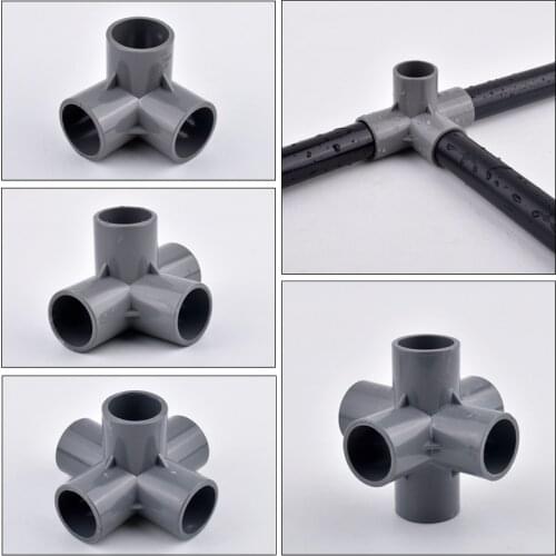 1pc 20~50mm PVC Pipe Connectors 3/4/5/6 Ways Three Dimensional Aquarium Garden Watering Irrigation Water Tube Joint Fittings