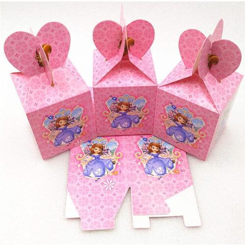 18/30/42/54 pcs/lot Princess Sofia Theme Candy Boxes Birthday Party Favors Candy Wedding Candy Box Gift Box Baby Shower Supplies