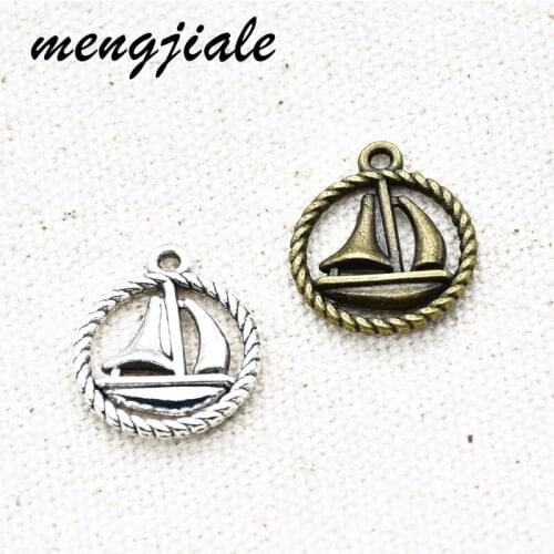 18pcs Tibetan Silver Plated Boat Ship Charms Alloy Metal Pendants For DIY Jewelry Accessories Making 19*16mm