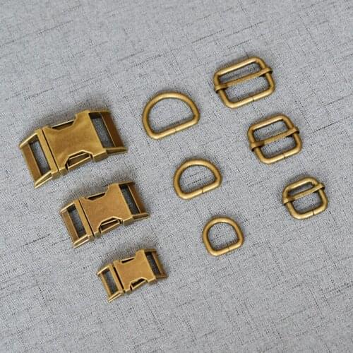 50 Sets 15mm/20mm/25mm Antique Brass Metal Buckle Adjust D Ring Three-Piece DIY Accessory Provide Laser Engraving Service Bronze