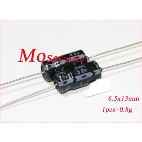 50v 1uf Axial capacitance Electrolytic Capacitor 6.5x13mm (50pcs)