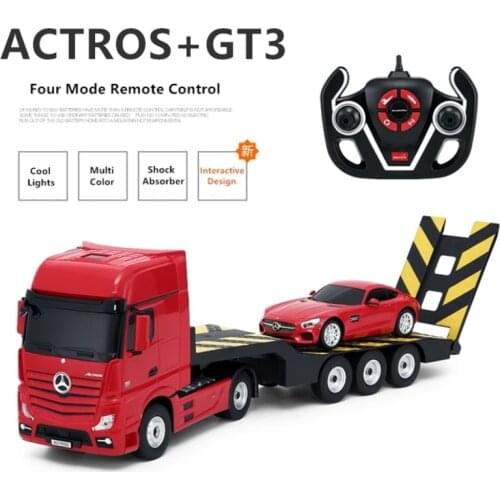 70cm large size RC Truck Trailer 2.4G Remote Control Bulldozer Platform Trailer 50cm Tail Board with cool lights 2pcs car toys