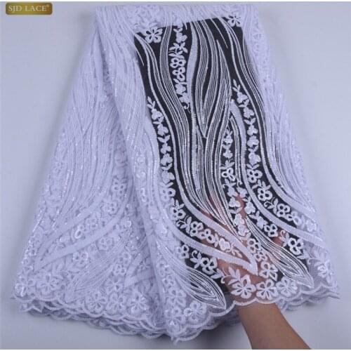 African Lace Fabrics Sequins Embroidery Nigerian Lace Fabric High Quality Milk Silk French Tulle Lace Fabric For Women A1686