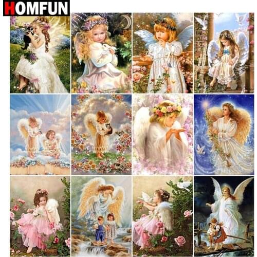 HOMFUN Full Square/Round Drill 5D DIY Diamond Painting "Angel girl portrait" Embroidery Cross Stitch 5D Home Decor Gift