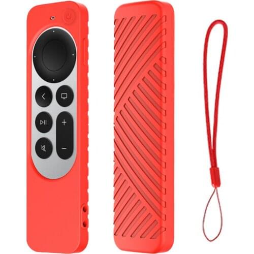 Remote Control Case For Apple TV 4K Shockproof Silicone Protective Cover Striped All-inclusive Protective Case