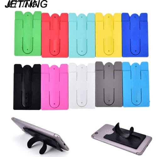 Fashion Adhesive Sticker Back Cover Card Case Pouch For Cell Phone colorful card holder stand For Iphone7 Plus/6s Samsung Huawei