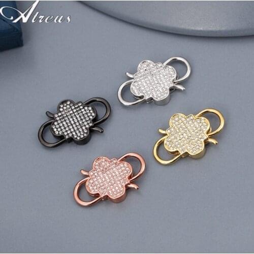 Decorative Wave Locket Clasps DIY Pendant Accessories Copper Micro Pave Zirconia Hooks Chains Hanging Charms Jewlery Making