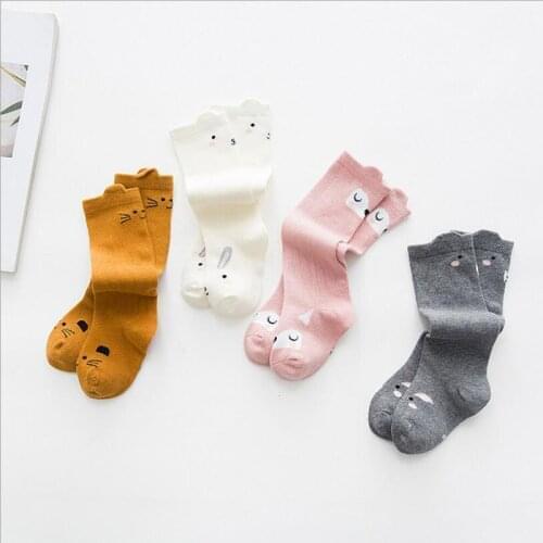 Children Sock Cotton Kids Girls Socks Unisex baby girls boys long cartoon bunny/fox/cat/squirrel socks for 0~4 years