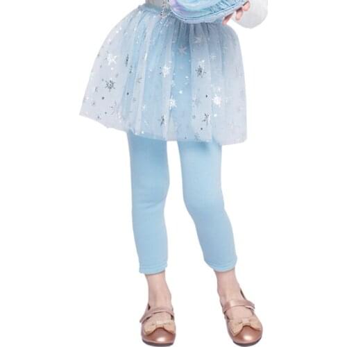 2020 Autumn and Winter New Fleece-Lined Thickening Princess Dress Pants Brand Childrens Clothing Snowflake Mesh Girls' Bottomin
