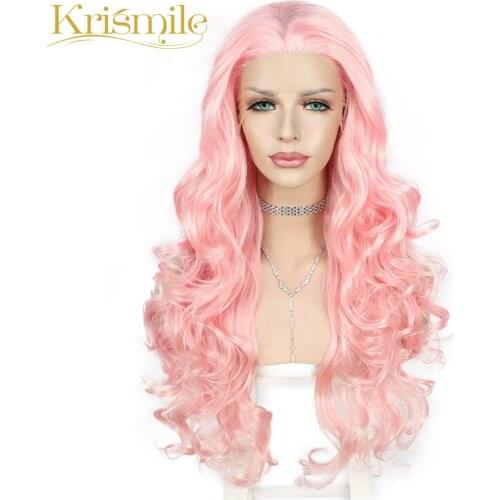 Long Synthetic Lace Front Wigs Pink Color Deep Curl Hair for Women Party Cosplay Drag Queen Daily High Temperature Make Up
