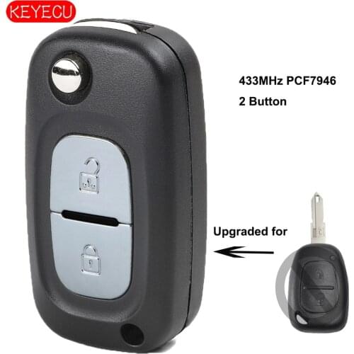 Keyecu Modified Flip Remote Key 2B 433MHz PCF7946 Chip for Renault VIVARO MOVANO TRAFFIC MASTER KANGOO 2004-2008