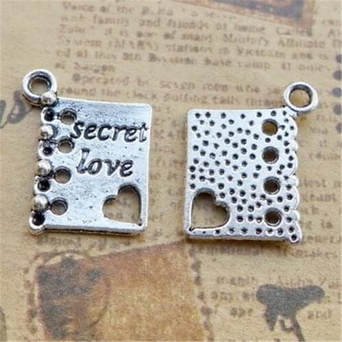 BULK 30 Metal Diary Heart Secret Love Book Charms Antique Silver Plated Pendant for DIY Jewelry Making 18.5*15mm 1.2g