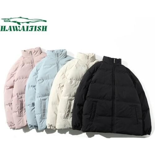 Hawaifish cotton-padded jacket men 2021 solid stand-up collar fashion casual clothes Autumn and winter supper warm parka male
