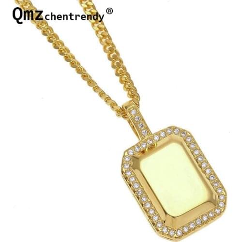 Top Qualtiy CZ Cubic Zirconia Army Dog Tag Pendants Jewelry Men Hip Hop Rapper Bling Iced Out soldier Necklace Golden Necklace