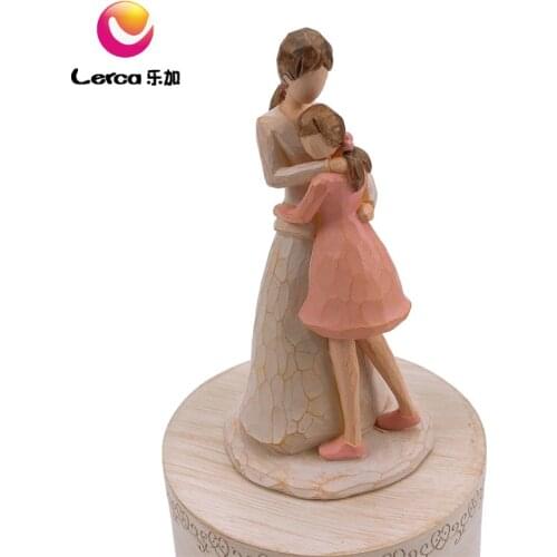 Music Box Mothers Day Gift Home Imitation Wood Resin Crafts Rotating Ornaments baby and mother music box ballerina decor
