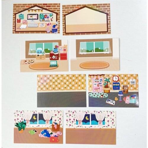 15 Pcs Cartoon Indoor Outdoor Scene Sticker Pack Scrapbooking Handmade DIY Material Deco Kawaii Stationery Stickers Aesthetics