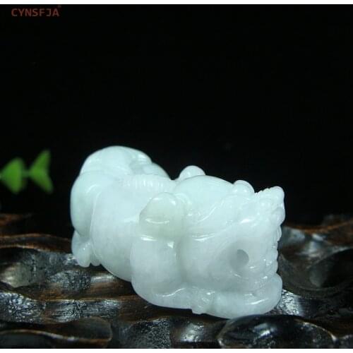 CYNSFJA Real Certified Natural Grade A Burmese Jadeite Amulets Wealthy Pixiu Jade Pendant High Quality Hand Carved Best Gifts