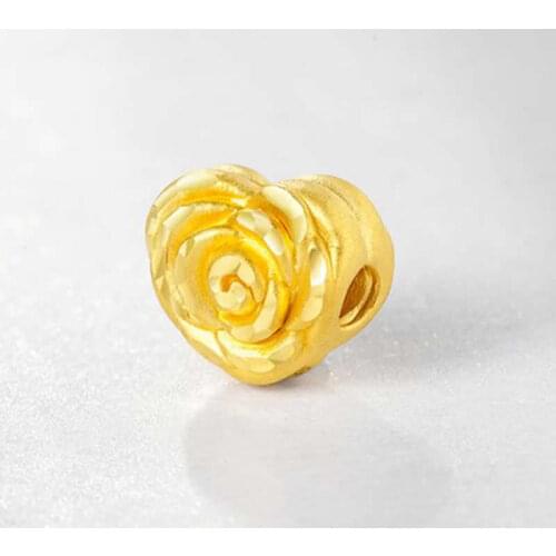 New Arrival 24K Yellow Gold Bracelet 999 3D Gold Rose Flower Bracelet