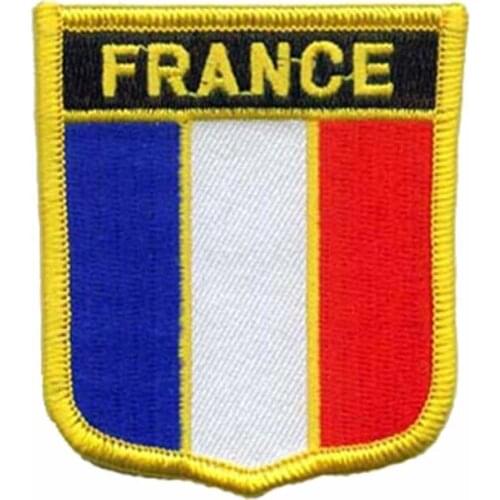 Embroidered France Flag Patch Made by Twill with Merrow Border and Iron On Backing Accept Custom and MOQ50pcs free shipping