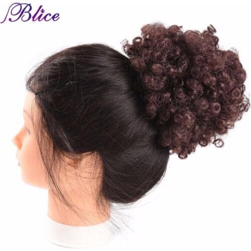 Blice Pure Color Womens Curly Chignon with Two Plastic Clips Synthetic Hair Extensions 56 G/Piece
