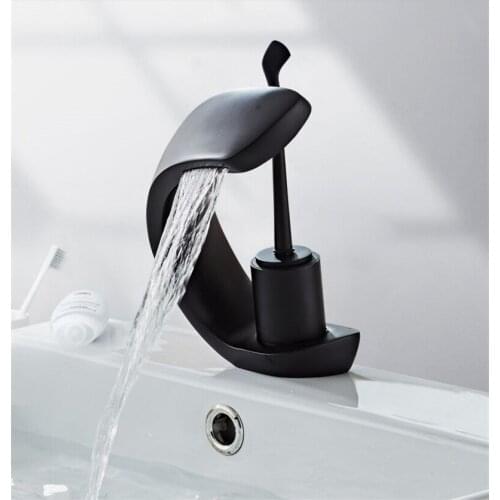 Basin Faucets Brass Bathroom Sink Mixer Tap Hot & Cold Lavatory Crane Single Handle Waterfall Faucet New arrival Free Shipping