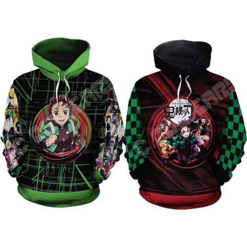 Anime Demon Slayer Hoodies Japanese Anime Kimetsu no Yaiba Sweatshirt Pullover Casual Pocket Hoodies