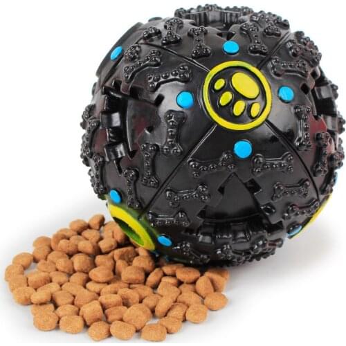 Pet Dog Cat Treat Trainning Chew Sound Food Dispenser Toy Squeaky Giggle Ball 3 Colors Pet Supplies