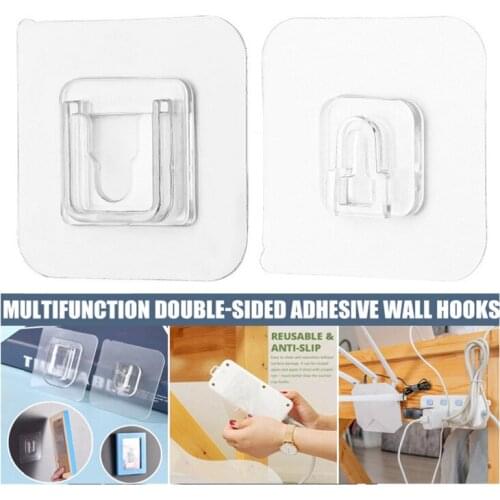 10x Double-Sided Adhesive Wall Hooks Hanger Strong Transparent Hooks Suction Cup Sucker Wall Storage Holder For Kitchen Bathroom