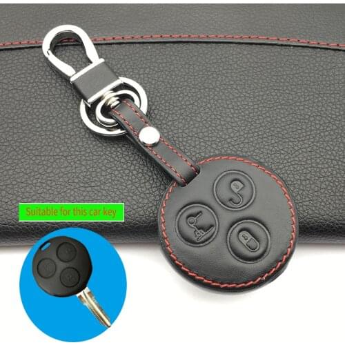 High Quality Genuine Leather Car Keychain Key Fob Case Cover wallet For Mercedes-Benz Smart Fortwo Forfour Roadster 3 buttons