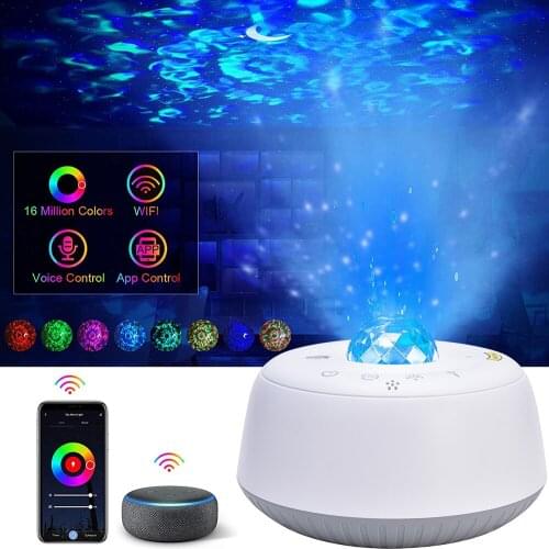 Star Projector Galaxy LED Star Night Light Lamp App Control Water Wave Galaxy Projector Light Sound-Activated For Bedroom Lamp