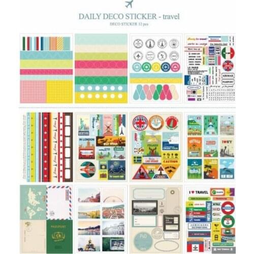 10packs/lot New I love travel Postage Sticker DIY Multifunction Deco Note stationery Stamp Stickers Decoration label
