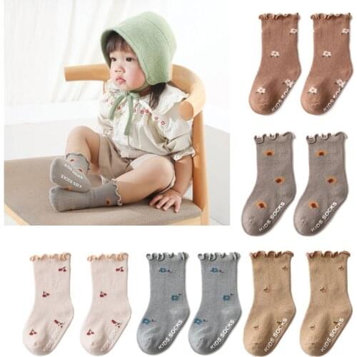 2021 New Toddlers Girls Frilly Socks Baby Ankle Sock Children Anti Slip Infant Floor Sock P31B
