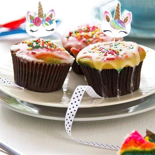24pcs/set Unicorn Bamboo Food Picks Buffet Cupcake Fruit Fork Party Cake Dessert Salad Vegetable Sticks Cocktail Toothpick